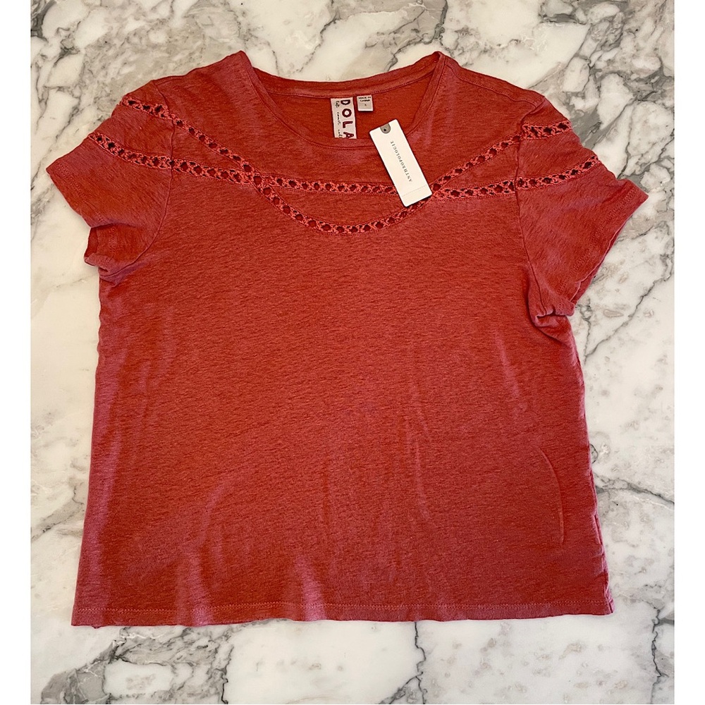 Anthropologie Crochet Linen Top by Dolan
